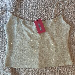Edikted NWT champagne Sequin Tube Top